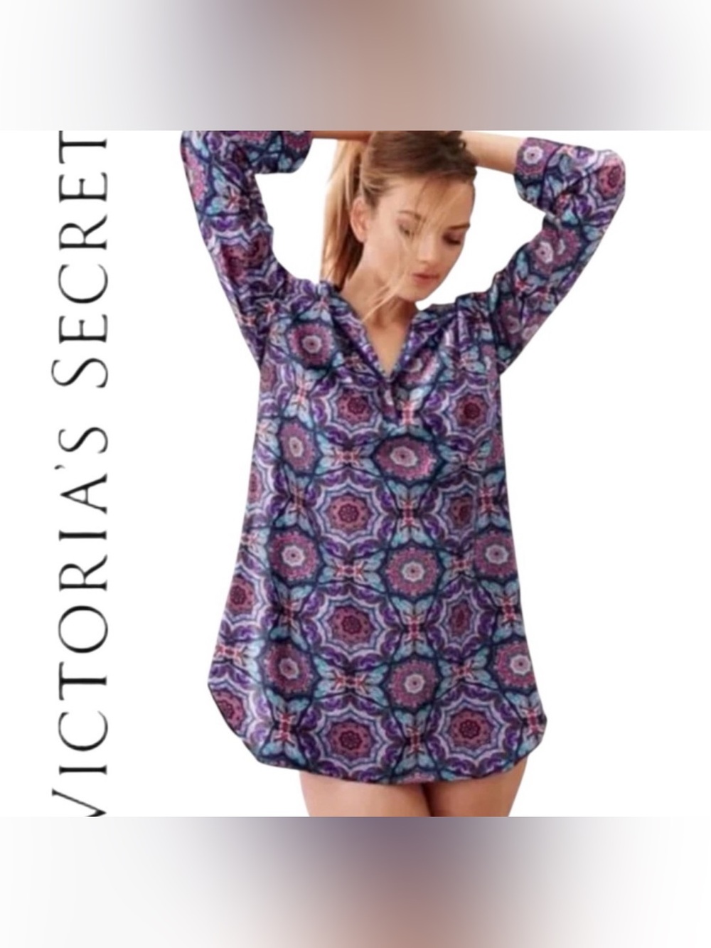 Victoria’s Secret Women Sleep Shirt Sz M Long Sleeves Cotton